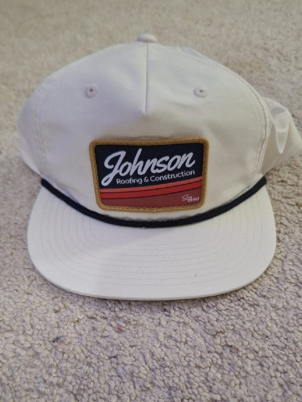 Johnson Roofing & Construction Patch Cap - Cream with Black Trim